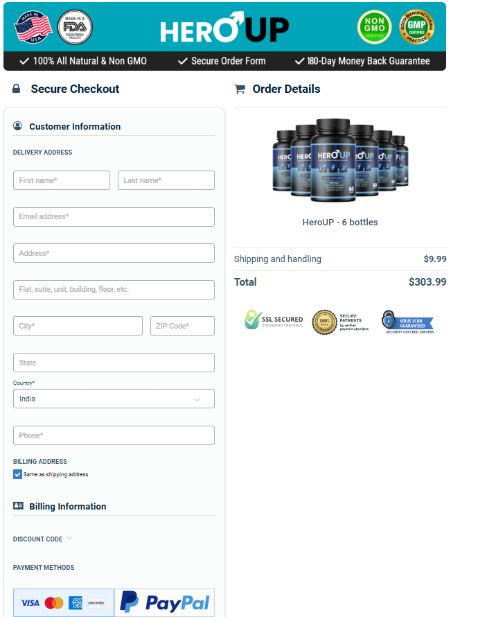 HeroUP secure checkout page